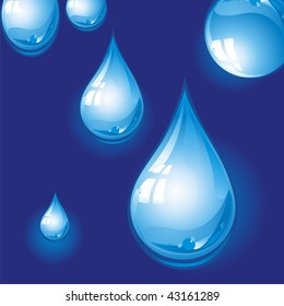  Drops of pure, transparent water. Vector illustration.