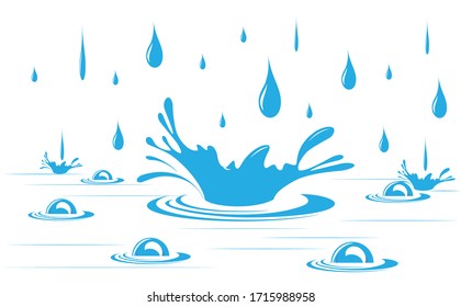 Drops of rain water. Vector image.