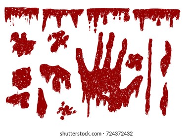 Drops of red blood isolated on white background