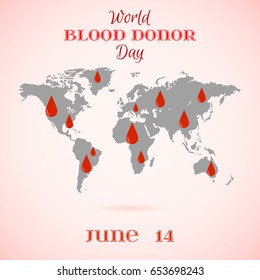 Drops of Red Blood over World Map