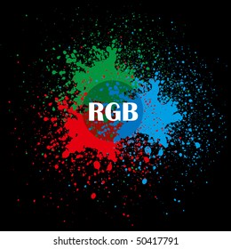 gotas de pintura roja, verde y azul salpicadas
