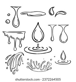 drops related vector line icons set