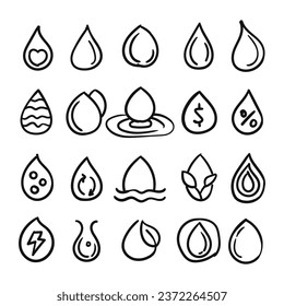 drops related vector line icons set