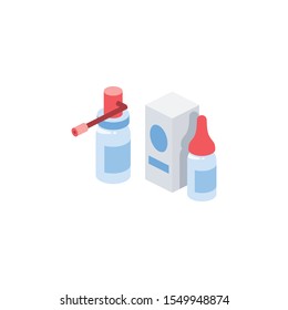 Drops, runny nose, cold, flu. Vector 3d isometric, color web icon, new flat style. Creative illustration design, idea for infographics.