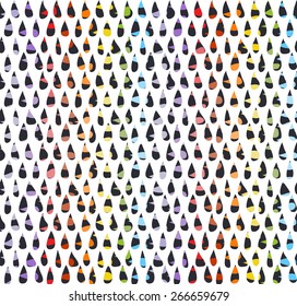 Drops seamless background. Doodle hand drawn pattern. Abstract texture. Rainbow background.