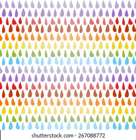 Drops seamless background. Doodle hand drawn pattern. Abstract texture. Rainbow background. Rain illustration. Kids pattern.