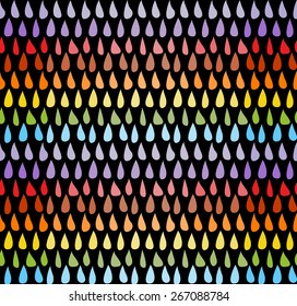 Drops seamless background. Doodle hand drawn pattern. Abstract texture. Rainbow background. Rain illustration. Kids pattern.