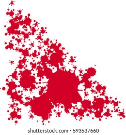 Drops and splashes of blood on a white background.