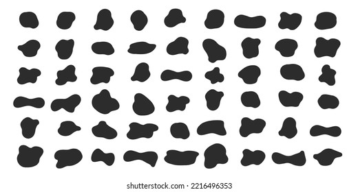 Drogas y salpicaduras de tinta. Conjunto de manchas de borrón, manchas. Pintar salpicadura. manchas húmedas, salpicaduras de gotas de pintura líquida y manchas de tinta. EPS10 gráfico vectorial