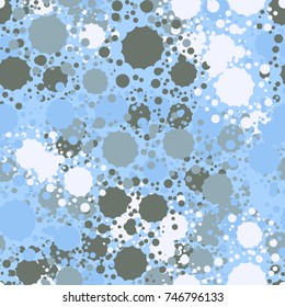 Drops and splashes on the stained paint surface.
Seamless texture. Funny camouflage. For 3D graphics, textiles, wallpapers and other design.