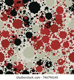 Drops and splashes on the stained paint surface.
Seamless texture. Funny camouflage. For 3D graphics, textiles, wallpapers and other design.