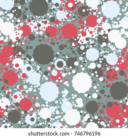 Drops and splashes on the stained paint surface.
Seamless texture. Funny camouflage. For 3D graphics, textiles, wallpapers and other design.