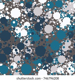 Drops and splashes on the stained paint surface.
Seamless texture. Funny camouflage. For 3D graphics, textiles, wallpapers and other design.