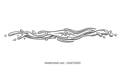 Drops and splashes of water. Outline vector illustration of the water splash element.
