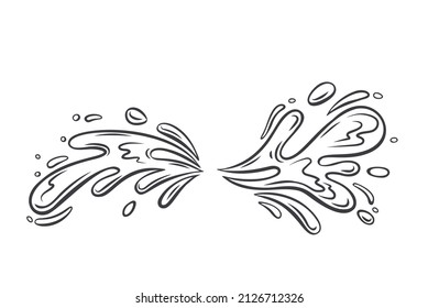 Drops and splashes of water. Outline vector illustration of the water splash element.