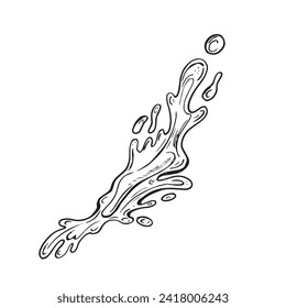 Drops and splashes of water. Outline vector illustration of the water splash element. Sketch doodle line illustration. Hand drawn. For design, web, advertisement