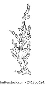 Drogas y salpicaduras de agua. Ilustración del vector de contorno del elemento de salpicadura de agua. Dibujar ilustración de la línea de doodle. Dibujado a mano. Para diseño, web, publicidad