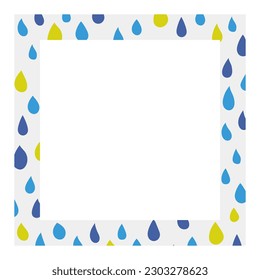 Drops square frame. Rain seamless vector pattern. Falling water drops. 