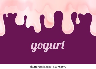 Drops, streaks of pink strawberry yogurt or melted fruit ice cream. Seamless pattern. Vector illustration
