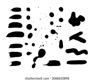 Drops, streaks, splashes of varnish strips are natural painted texture. Vector illustration isolated on a white background for design or decor.