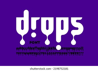 Drops style font design, alphabet letters and numbers vector illustration