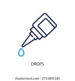 Gotas de iconos de línea delgada. Ilustración vectorial original.