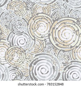 The drops are twisted into a spiral. Six-color texture. Seamless pattern.