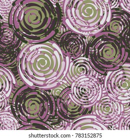 The drops are twisted into a spiral. Six-color texture. Seamless pattern.