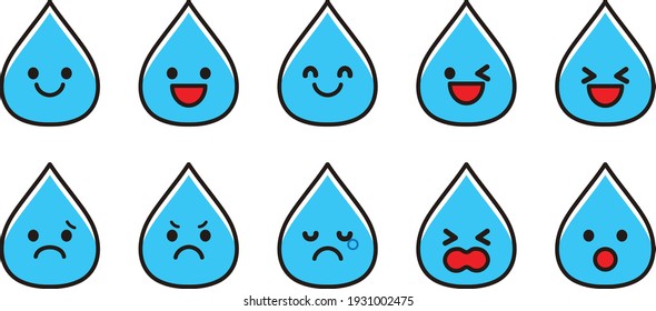 Drops various facial expressions icon material set