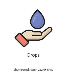 Drops Vektorgefüllte Outline Icon Design Illustration. Symbol für Wohnungsbau auf weißem Hintergrund EPS10-Datei