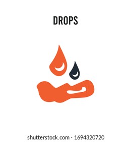 Drops Vektorillustration Symbol auf weißem Hintergrund. Das Drops-Symbol ist rot und schwarz. Einfaches Symbol für das Symbol EPS
