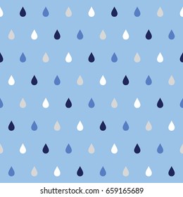 Drops vector seamless pattern. Flat vector illustration in breezy palette on light blue background. Simple fine style. Good for wallpapers, prints, backgrounds, site & many more.