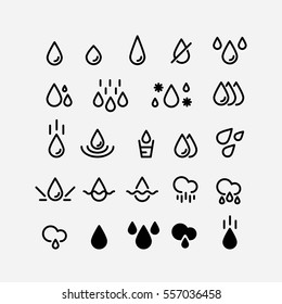 Drops vector. Water, drop, blood, wash, oil and rain vector icon set