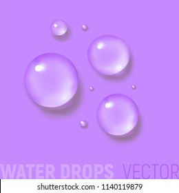 Drops of water. 3d realistic vector illustration. Realism style. Macro
