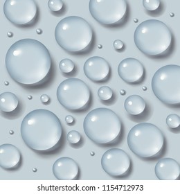 Drops of water. Abstract liquid background. 3d realistic vector illustration. Realism style. Macro