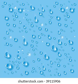 Drops. Water background. Vector illustration.