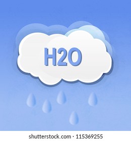 drops of water falling from the clouds (H2O).