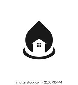 Drops Water with House Simple Logo Design