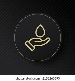 Drops of water line icon. Drop in the hand. Save water. H2O. Linear style sign for mobile concept and web design. Grean peace concept. Vector line icon for Business and Advertising