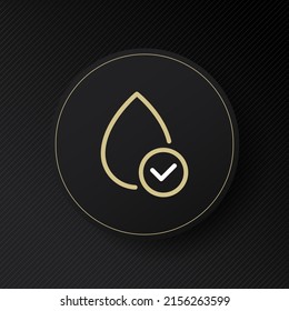 Drops of water line icon. Drop with tick ot check mark. Save water. H2O. Linear style sign for mobile concept and web design. Grean peace concept. Vector line icon for Business and Advertising