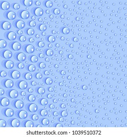 Drops of water on a blue background. Vector.