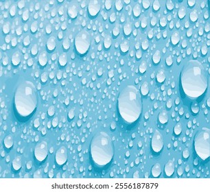 drops water on blue background