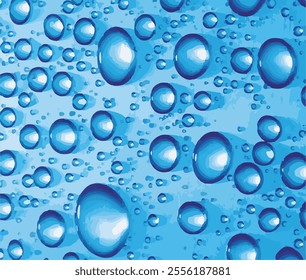 drops water on blue background
