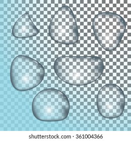 Drops of water on a transparent backgroun, Vector