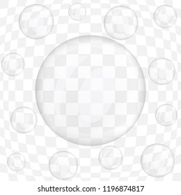 Drops of water on a transparent background
