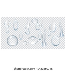 Drops of water on a transparent background.EPS Vector.
