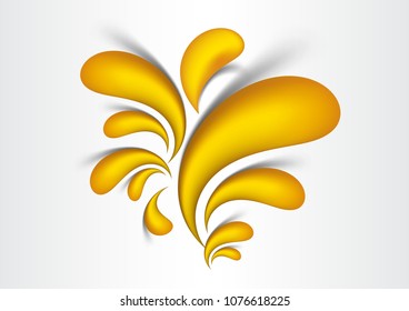Drops of water on white background vector illustration, Gold water icon, oil essence isolated