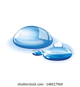 Drops of water on a white background
