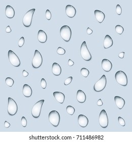 Drops of water. Pattern of realistic transparent water drops. Background. Isolated vector illustration.