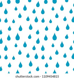 Drops of water. Seamless background with  blue drops of water. Vector rain.